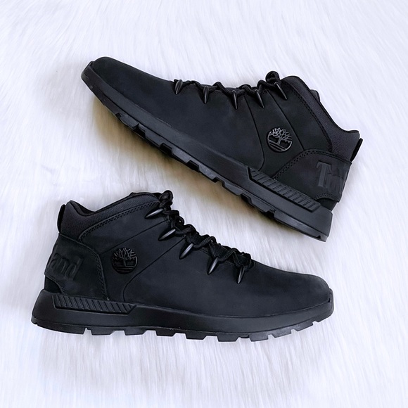 Timberland Men’s Sprint Trekker Mid Hiking Black Boots - Picture 3 of 6